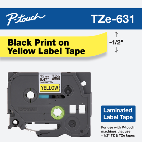 3PK Black on Yellow Label Tape For Brother TZ TZe 631 Tze631 P-Touch 12mm 1/2" 