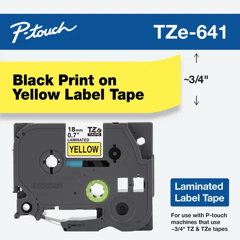 5PK Black on Yellow Label Tape TZ641 TZe641 For Brother P-touch PT-1890SC 3/4" 