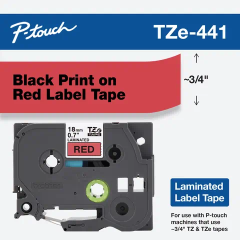 Photos - Other consumables Brother P-Touch 18mm (0.7") Black on Red tape 8m  TZE441 (26.2 ft)
