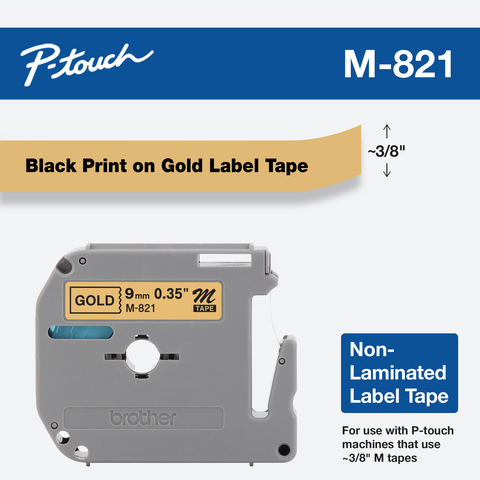 

Brother P-Touch 9mm (0.35") Black on Gold Non-Laminated tape 8m (26.2 ft)