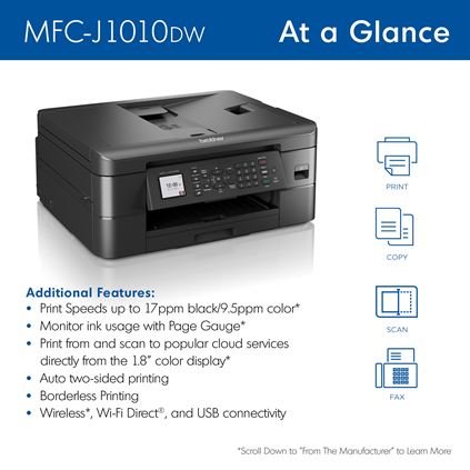 Slange Soveværelse Reskyd MFC-J1010DW | PrintersAIOs | PrintersAIOsFaxMachines | By Brother