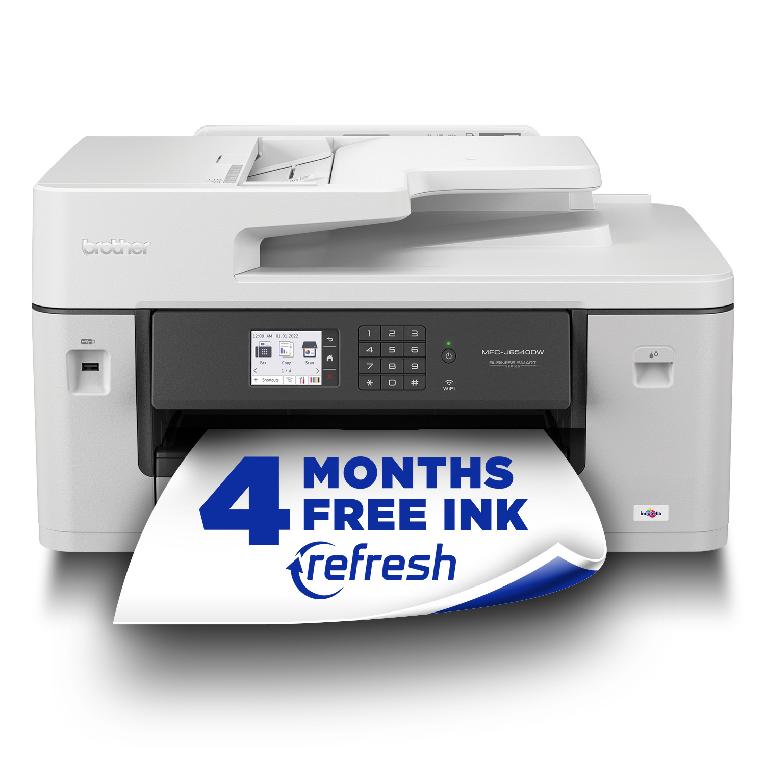 

Brother MFC-J6540DW Business Color Inkjet All-in-One Printer – print, scan, copy and fax up to 11"x17" (Ledger) size paper with 4 Months
