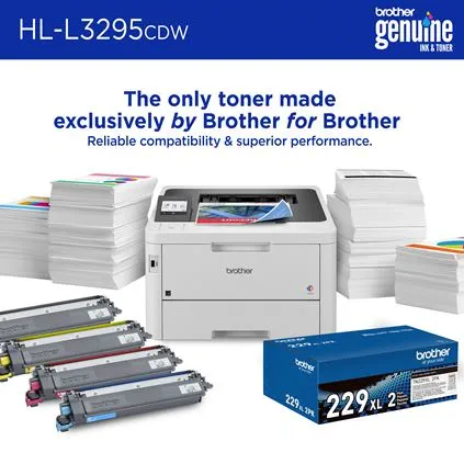 Brother HL-L3295CDW and Brother Genuine Toner: The only toner made exclusively by Brother for Brother. Reliable compatibility & superior performance. 