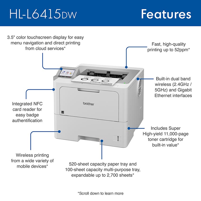 HL-L6415DW | PrintersAIOs | PrintersAIOsFaxMachines | By Brother