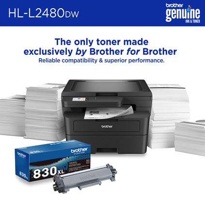 Brother HL-L2480DW Wireless Compact Monochrome Multi-function Laser Printer, Copy & Scan, Duplex, Refresh Subscription Ready