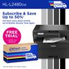 Brother HL-L2480DW Wireless Multi-Function Monochrome Laser Printer and Brother Refresh Subscription: Subscribe & Save up to 50% and never worry about running out of Brother Genuine Toner again! Free Trial + Special Bonus with Refresh EZ Print Subscription. Scroll down to learn more.
