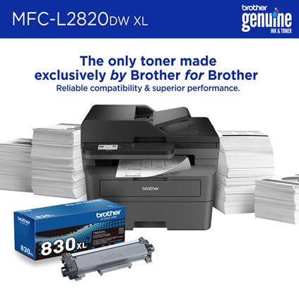 Brother MFC-L2820DW XL Wireless Monochrome All-in-One Laser Printer and Brother Genuine Toner: The only toner made exclusively by Brother for Brother. Reliable compatibility & superior performance.