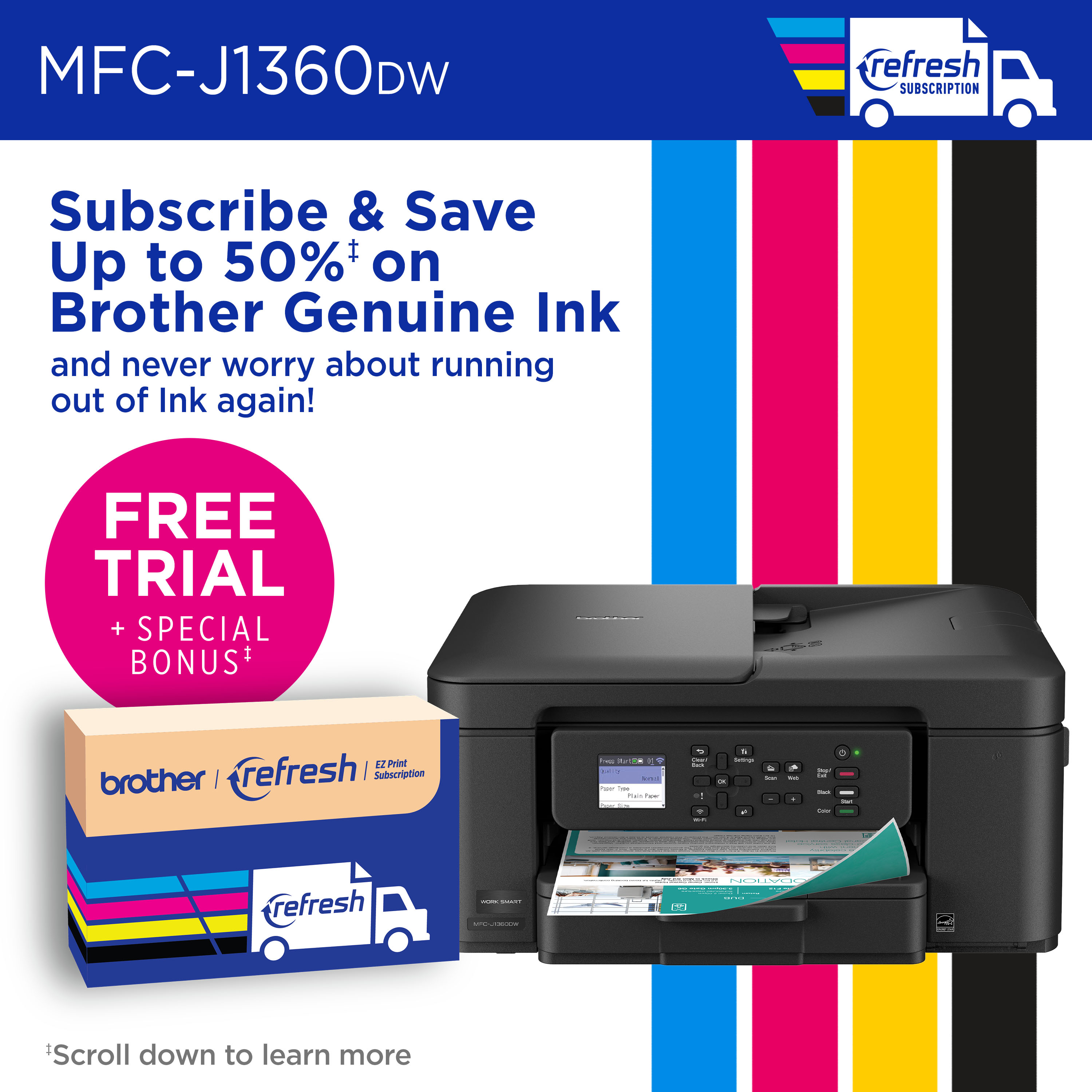 MFC-J1360DW | PrintersAIOs | PrintersAIOsFaxMachines | By Brother
