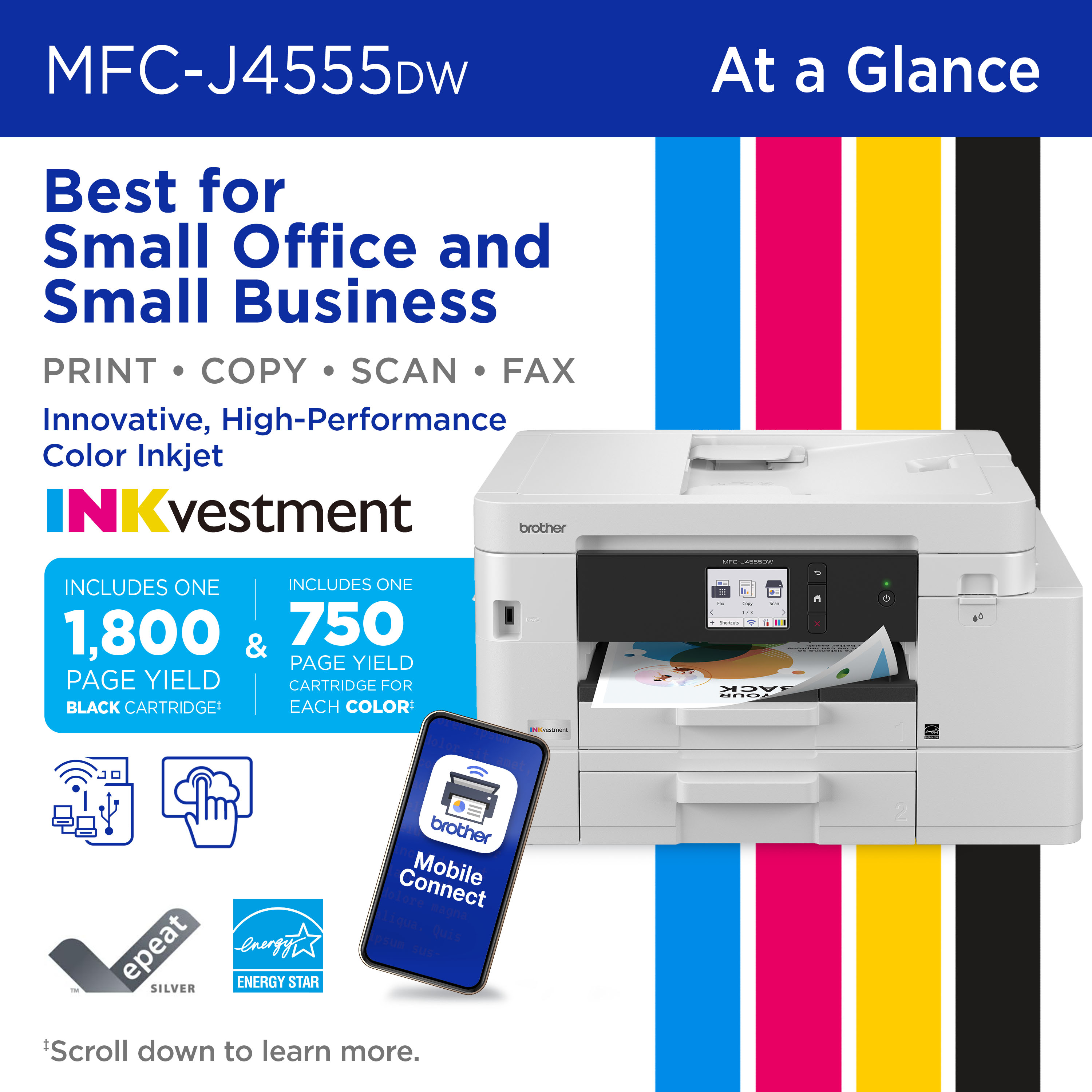 MFC-J45555DW | PrintersAIOs | PrintersAIOsFaxMachines | By Brother
