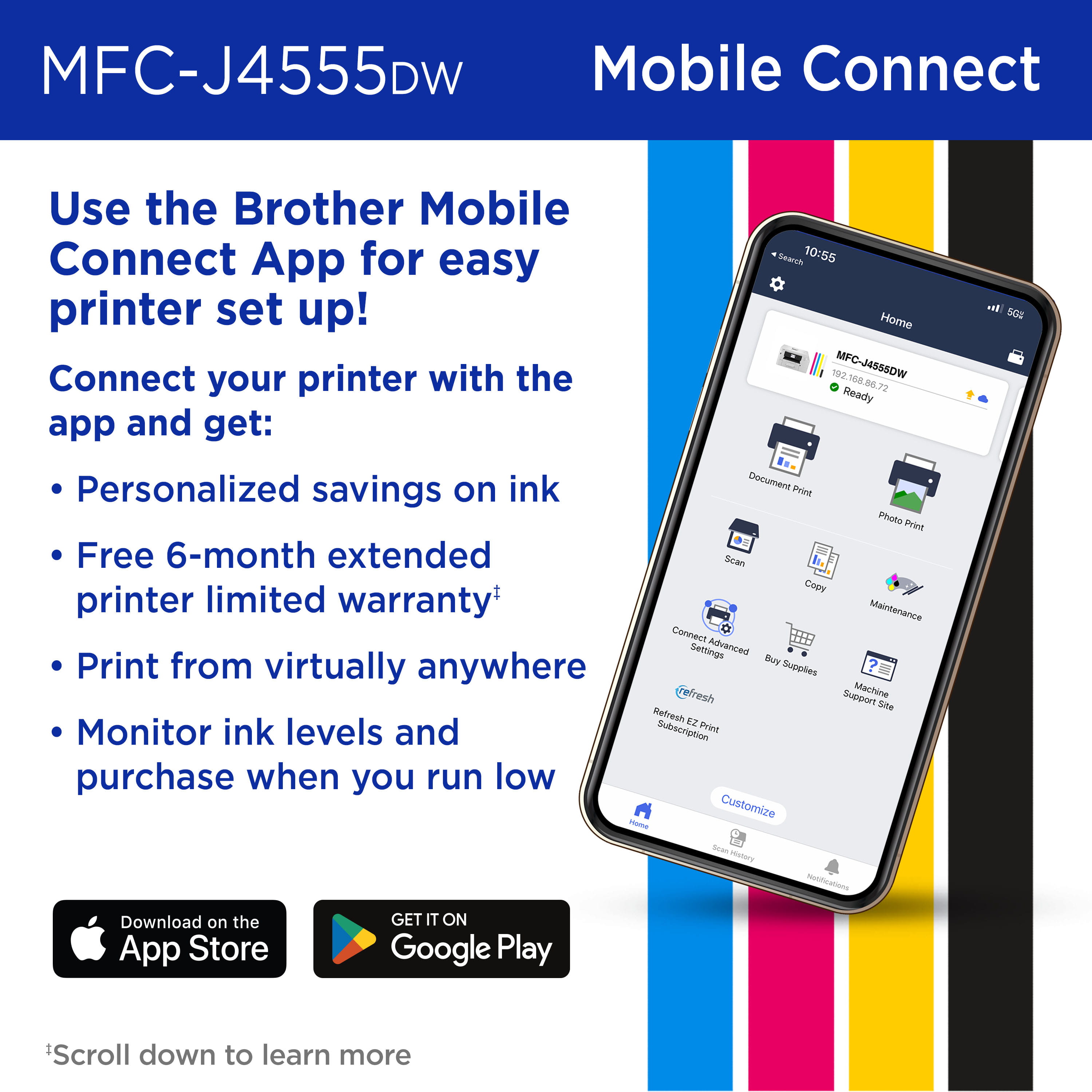 MFC-J45555DW | PrintersAIOs | PrintersAIOsFaxMachines | By Brother