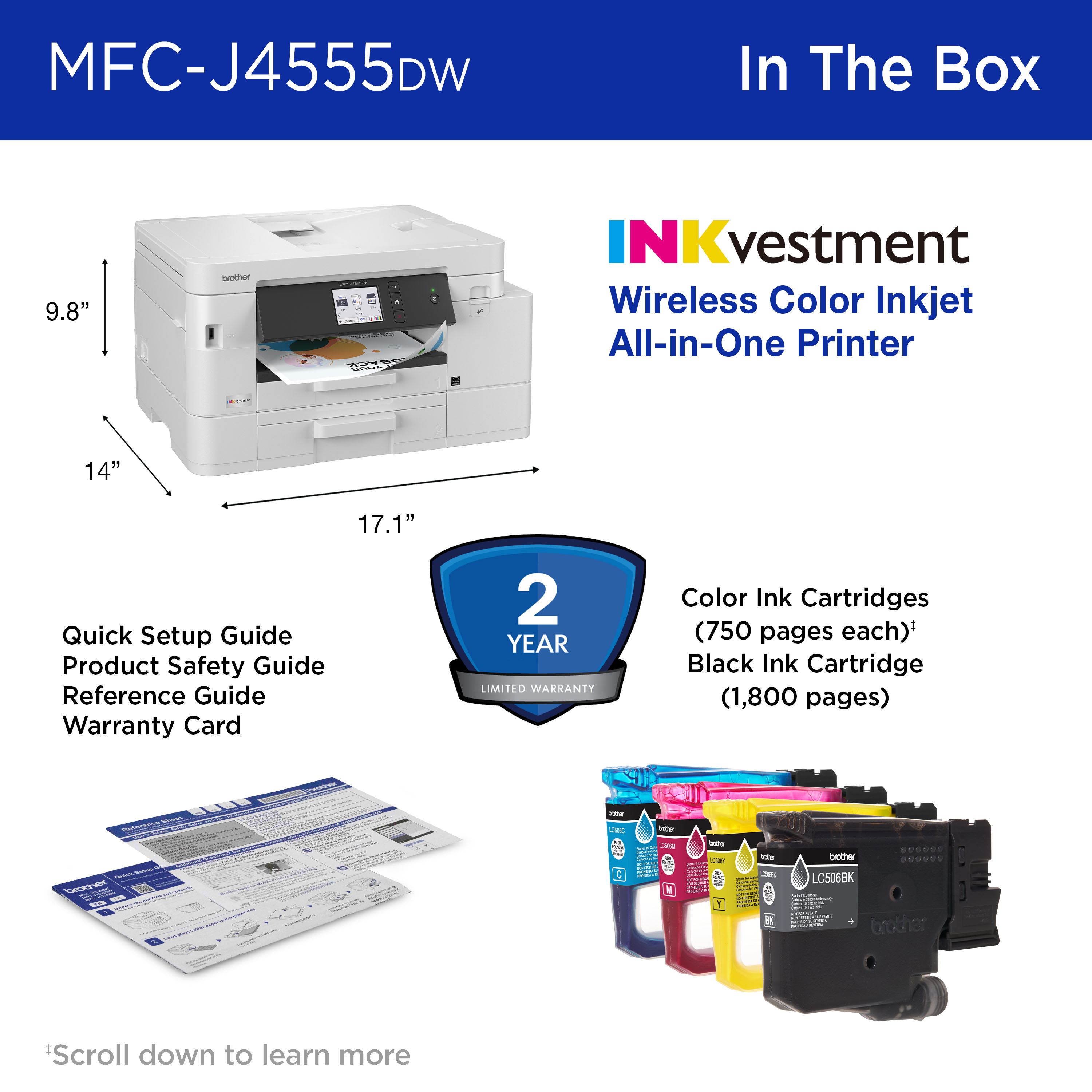 MFC-J45555DW | PrintersAIOs | PrintersAIOsFaxMachines | By Brother