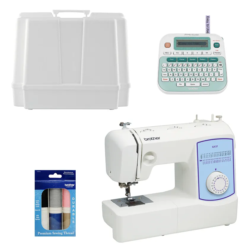 37 Stitch Sewing Machine, Case, Thread and P-Touch Bundle