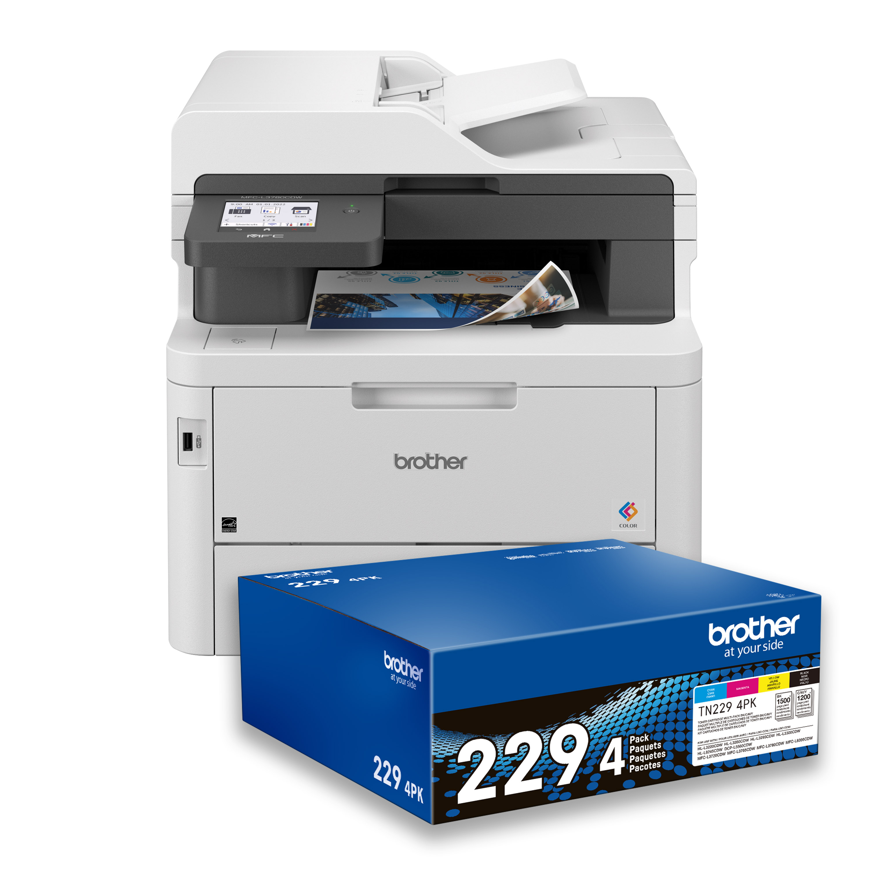 

Brother Digital Color All-in-One Printer with Laser Quality, Copy, Scan, and Fax, Single Pass Duplex Copy and Scan, Duplex and