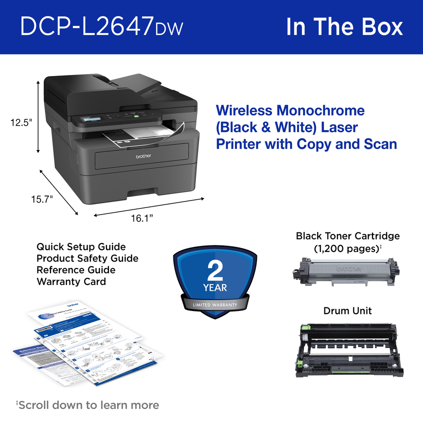 DCP-L2647DW | PrintersAIOs | PrintersAIOsFaxMachines | By Brother