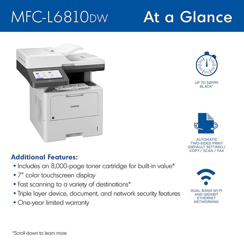 MFC-L6810DW | PrintersAIOs | PrintersAIOsFaxMachines | By Brother