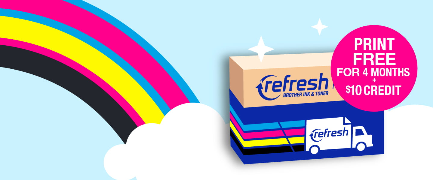 Refresh carton in the clouds with a 4 month free trial carton plus $10 Refresh credit callout