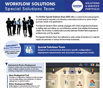 Screen shot of brochure for Brother Special Solutions Team