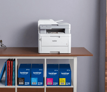 MFC-L8395CDW printer with toner boxes