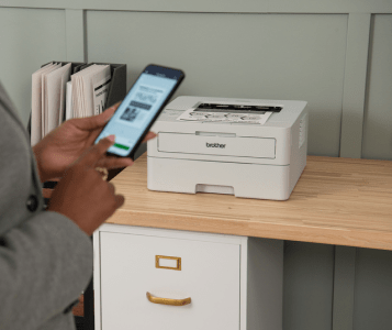 Person Utilizing Brothers App for Printing 