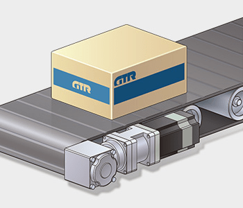 Servo Gearbox on a conveyer with a box. 