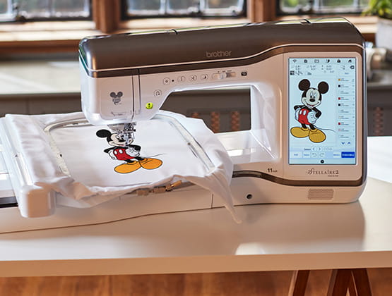 Steallaire2 embroidery machine creating a Mickey Mouse design