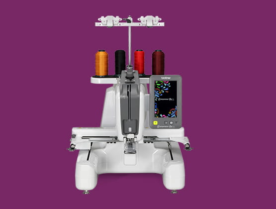 Entrepreneur One PR1X single needle embroidery machine on purple background