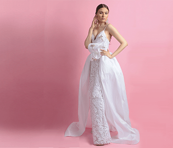 Model with white dress