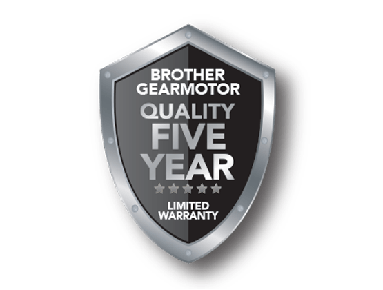 Gearmotor 5 year warranty