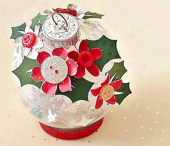 Holiday decorative ball with assorted festive flowers