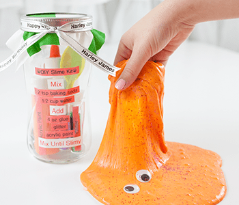 Orange slime kit created with P-touch Embellish label maker