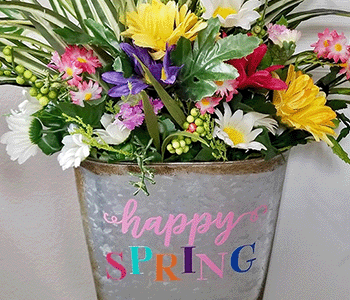Happy Spring flower bucket made with Brother ScanNCut cutting machine