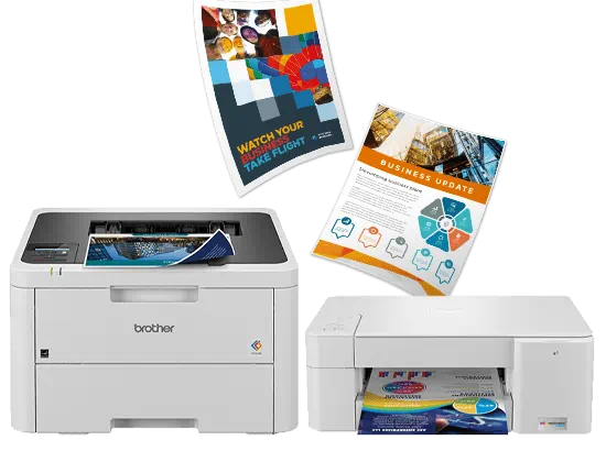 Brother color laser printers with printed documents