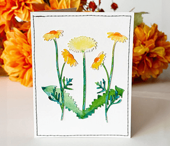 Watercolor flowers on a greeting card made with ScanNCut