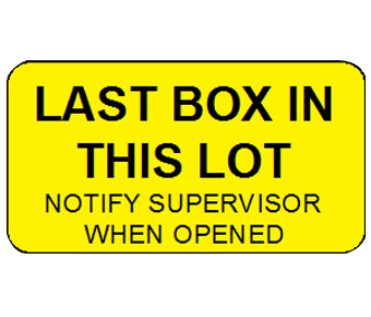 Last box in this lot label