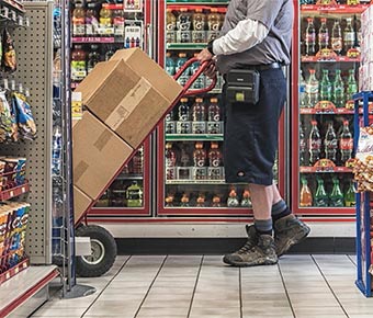 Retail stocker with Brother mobile label machine