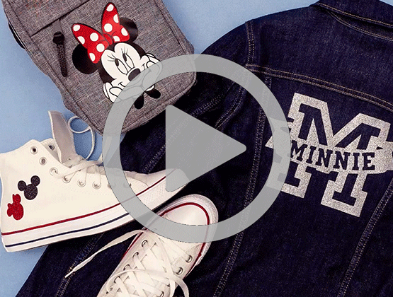 Minnie Mouse Jacket with backpack and shoes.