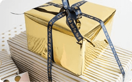 Presents personalized with ribbon
