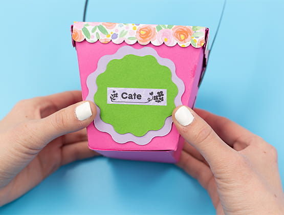 P-touch Embellish Easter Basket project step 10 add P-touch label with child's name