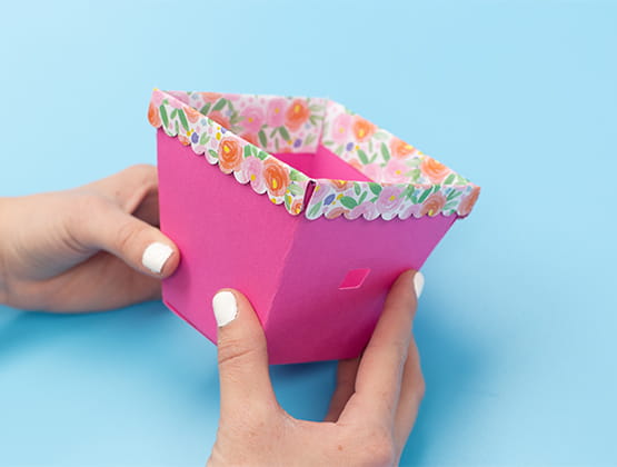 P-touch Embellish Easter Basket project step 3 glue floral edge