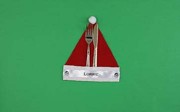 Santa hat silverware holder with fork and knife