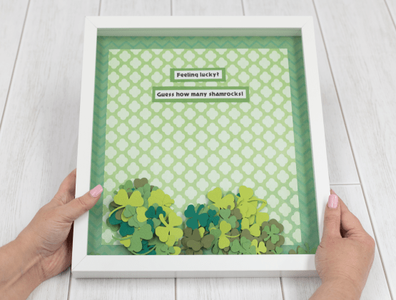 Completed Shamrock Shadow box made with P-touch Embellish labels 