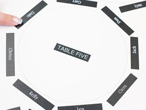 P-touch Embellish Craft Step 4 completed seating chart with P-touch embellish labels