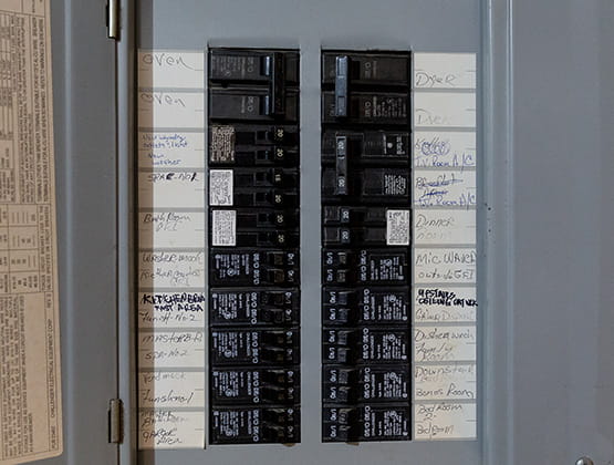 Fuse Box with writing on the sides of it displaying what each does