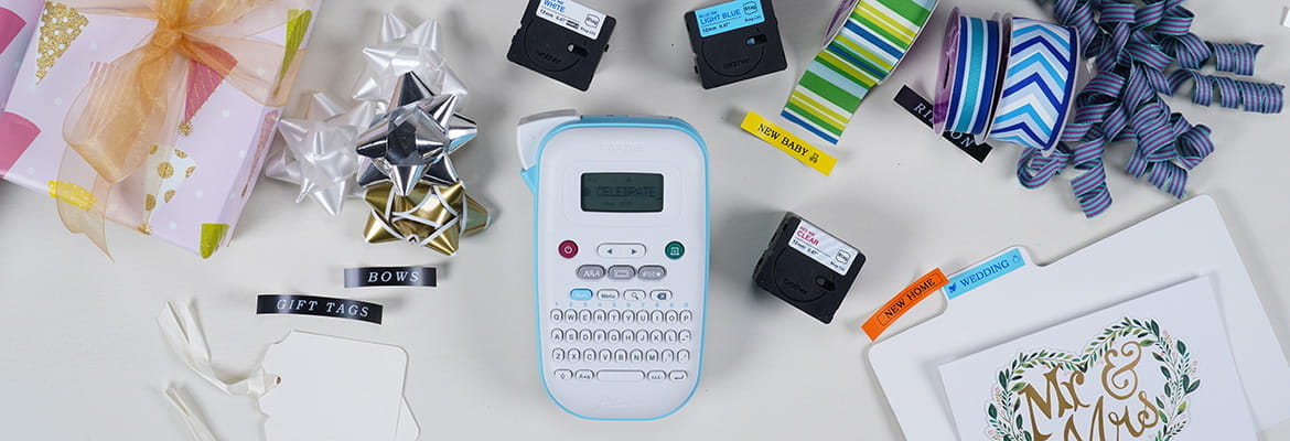 Brother Ptouch with Gift wrapping equipment around