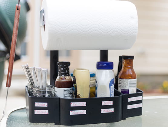 Grill Station with Labels on it showing different sauces