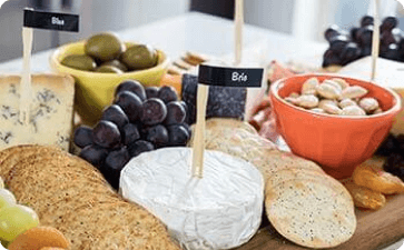 Entertaining platter with cheese and fruit