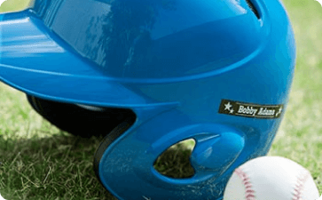 Personalized baseball helmet and baseball