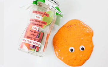 Completed Slime kit with orange slime. 