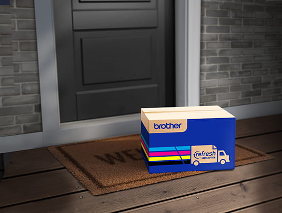 Refresh Box on the porch, signifying deliveries of ink