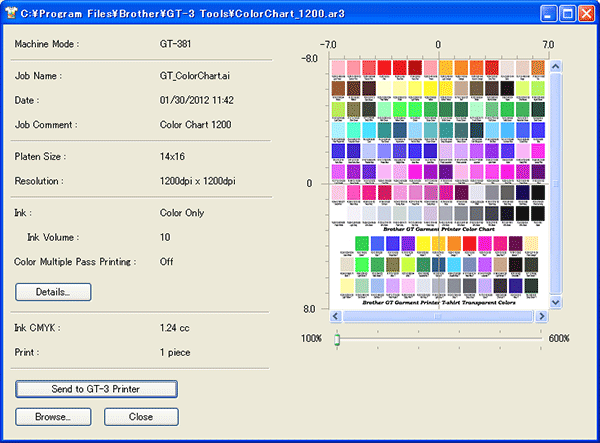 Brother Gt Garment Printer Color Chart